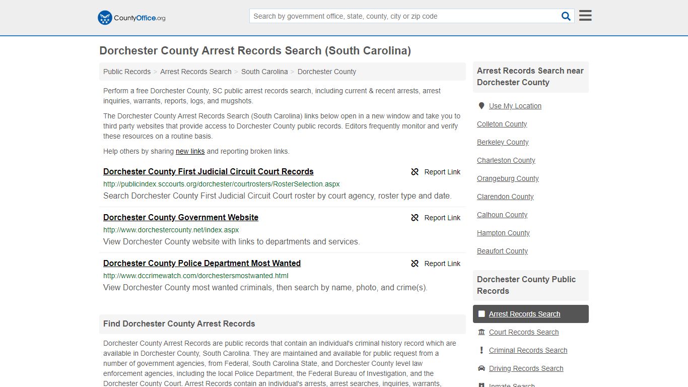 Arrest Records Search - Dorchester County, SC (Arrests ...